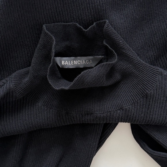 NWT BALENCIAGA Ribbed-knit turtleneck maxi dress Black Size Medium Authentic - Picture 5 of 16